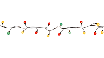 String of Christmas lights isolated on transparent background. Generative ai png