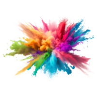 Explosion von farbig Pulver. Clip Art zum Design. isoliert auf transparent Hintergrund. generativ ai png