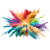 Explosion von farbig Pulver. Clip Art zum Design. isoliert auf transparent Hintergrund. generativ ai png