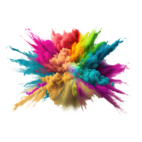 Explosion von farbig Pulver. Clip Art zum Design. isoliert auf transparent Hintergrund. generativ ai png