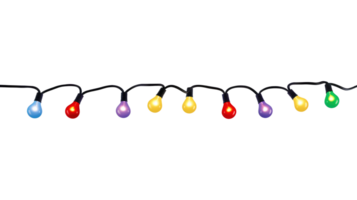 String of Christmas lights isolated on transparent background. Generative ai png