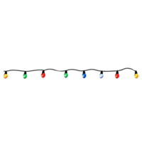 String of Christmas lights isolated on transparent background. Generative ai png