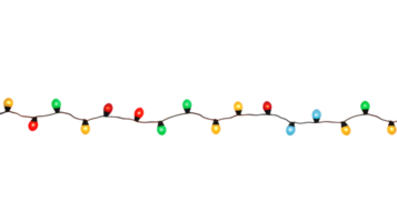 String of Christmas lights isolated on transparent background. Generative ai png