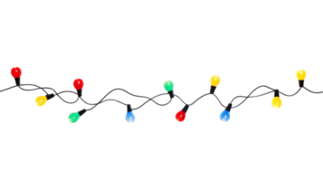 String of Christmas lights isolated on transparent background. Generative ai png