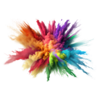 Explosion von farbig Pulver. Clip Art zum Design. isoliert auf transparent Hintergrund. generativ ai png