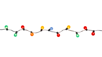 String of Christmas lights isolated on transparent background. Generative ai png