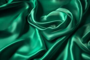 Smooth and Soft Green Satin Silk Background. Generative AI photo