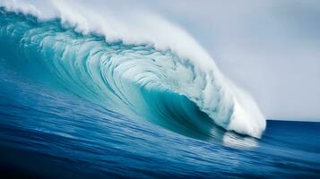 Powerful Ocean Wave Crashing Against Shoreline. Generative AI photo