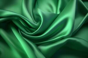 Smooth and Soft Green Satin Silk Background. Generative AI photo