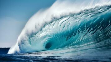 poderoso Oceano ola estrellarse en contra orilla. generativo ai foto