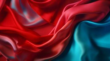 Smooth and Soft red and blue Satin Silk Background. Generative AI photo