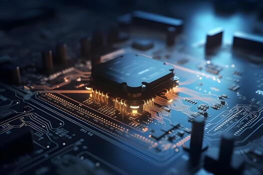 generativo ai. 3d hacer de neón pastilla circuito tablero con flotante nube foto