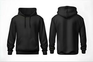 negro capucha camisa de entrenamiento modelo para diseño Bosquejo y impresión. generativo ai foto