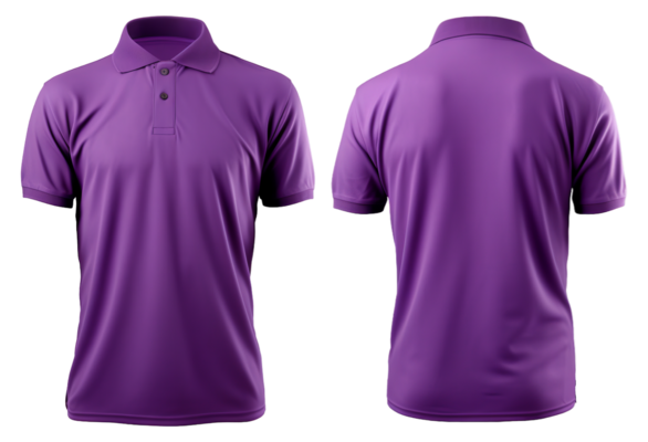 plain purple polo t shirt mockup design. front and back views