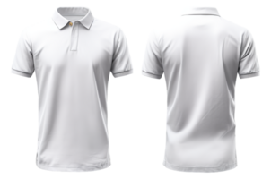 plain white polo t-shirt mockup design. front and back views. isolated on transparent background. generative ai png