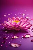 Pink lotus on purple background with bokeh lights and sparkles, AI Generative photo