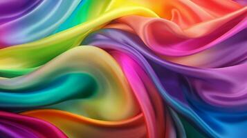 Smooth and Soft rainbow colored Satin Silk Background. Generative AI photo