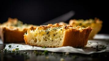 Freshly Baked Homemade Garlic Bread with a Mouthwatering Fragrance, Generative AI photo