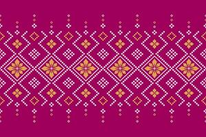 Pink Cross stitch colorful geometric traditional ethnic pattern Ikat seamless pattern border abstract design for fabric print cloth dress carpet curtains and sarong Aztec African Indian Indonesian vector