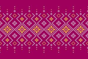 Pink Cross stitch colorful geometric traditional ethnic pattern Ikat seamless pattern border abstract design for fabric print cloth dress carpet curtains and sarong Aztec African Indian Indonesian vector