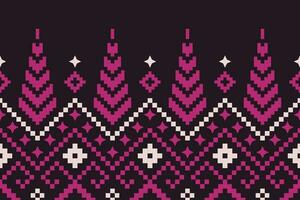 Pink traditional ethnic pattern paisley flower Ikat background abstract Aztec African Indonesian Indian seamless pattern for fabric print cloth dress carpet curtains and sarong vector