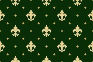 Green Cross stitch colorful geometric traditional ethnic pattern Ikat seamless pattern border abstract design for fabric print cloth dress carpet curtains and sarong Aztec African Indian Indonesian vector