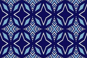Indigo navy blue geometric traditional ethnic pattern Ikat seamless pattern border abstract design for fabric print cloth dress carpet curtains and sarong Aztec African Indian Indonesian vector