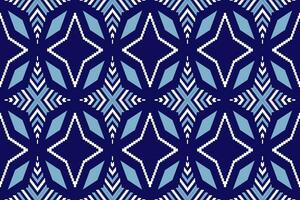 Indigo navy blue geometric traditional ethnic pattern Ikat seamless pattern border abstract design for fabric print cloth dress carpet curtains and sarong Aztec African Indian Indonesian vector