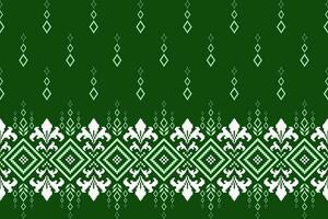 Green Cross stitch colorful geometric traditional ethnic pattern Ikat seamless pattern border abstract design for fabric print cloth dress carpet curtains and sarong Aztec African Indian Indonesian vector