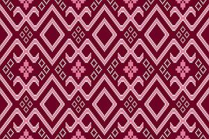 Pink Cross stitch colorful geometric traditional ethnic pattern Ikat seamless pattern border abstract design for fabric print cloth dress carpet curtains and sarong Aztec African Indian Indonesian vector