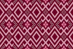 Pink Cross stitch colorful geometric traditional ethnic pattern Ikat seamless pattern border abstract design for fabric print cloth dress carpet curtains and sarong Aztec African Indian Indonesian vector