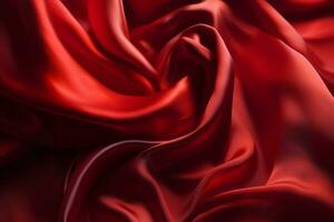 Smooth and Soft red Satin Silk Background. Generative AI photo