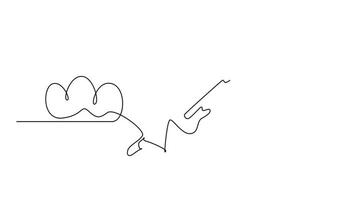 Animated self drawing continuous line draw young happy energetic guitarist jumping at stage and playing electric guitar. Energetic musician artist performance concept. Full length one line animation video