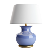 ampla vintage azul cerâmico mesa luminária em uma transparente fundo ai generativo png