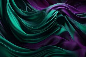 Smooth and Soft purple and green Satin Silk Background. Generative AI photo