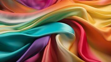 Smooth and Soft rainbow colored Satin Silk Background. Generative AI photo