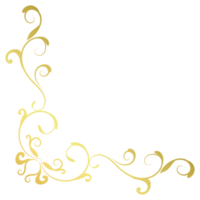 Gold vintage baroque corner ornament retro pattern antique style acanthus. Decorative design element filigree calligraphy. You can use for wedding decoration of greeting card and laser cutting png