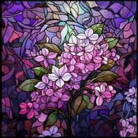 Lilac in stained glass style photo