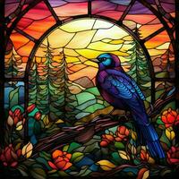 Bird in stained glass style photo