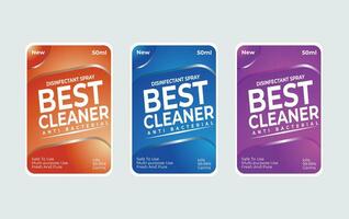 Virucidal and bactericidal cleaner labels Super cleaner and disinfectant labels set of two Detergent wash labels design set of two Power wash and cleaner label template design vector