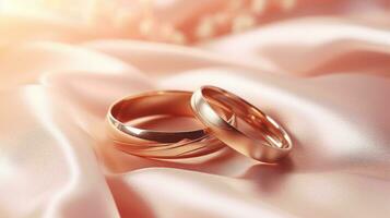 wedding rings on romantic background photo