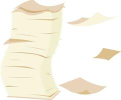 Paper files fall down. Flying sheets vector illustration. Blank sheet. Thrown object. White trash. Cartoon flat illustration. Stack and pile of documents. Office element.