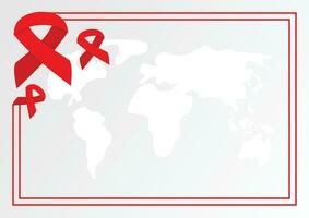 poster frame decoration with aids day symbol ribbon icon, border vector template for banner, flyer, presentation, social media, web.