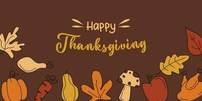 thanksgiving holiday banner, vector illustration in handdraw style. design for greeting cards, flyers, social media, web.