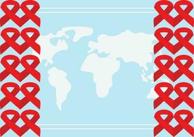 poster frame decoration with aids day symbol ribbon icon, border vector template for banner, flyer, presentation, social media, web.