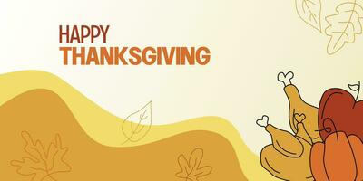 thanksgiving holiday banner, vector illustration in handdraw style. design for greeting cards, flyers, social media, web.