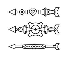 arrows weapon set line vector illustration