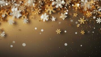 gold snowflakes with copy space photo