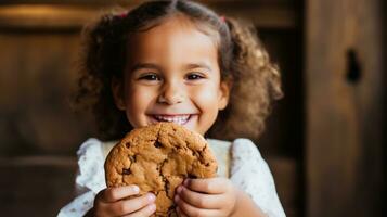 Child's hand holding a freshly baked gingerbread man cookie photo