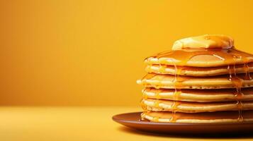 hot pancakes with copy space in the style of minimalist photo